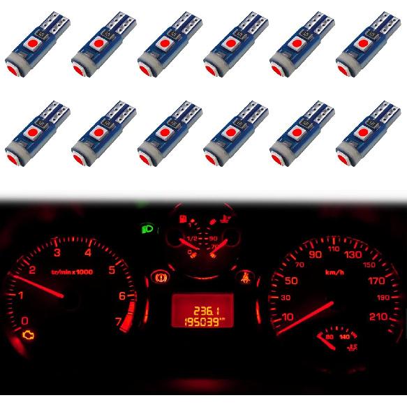 12 PCS T5 LED Bulbs, 74 73 37 2721 Trument Cluster Light Bulb, 12 Volt Bright Canbus Error Free LED Dashboard Light Bulb, 3030 SMD Automotive