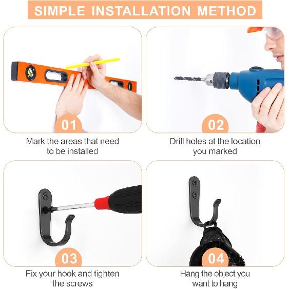 20PCS Heavy Duty Metal Coat Hooks for Wall, Single Prong Hanging Hooks with 40 Screws for Towels, Backpacks, Hats & Dog Leashes