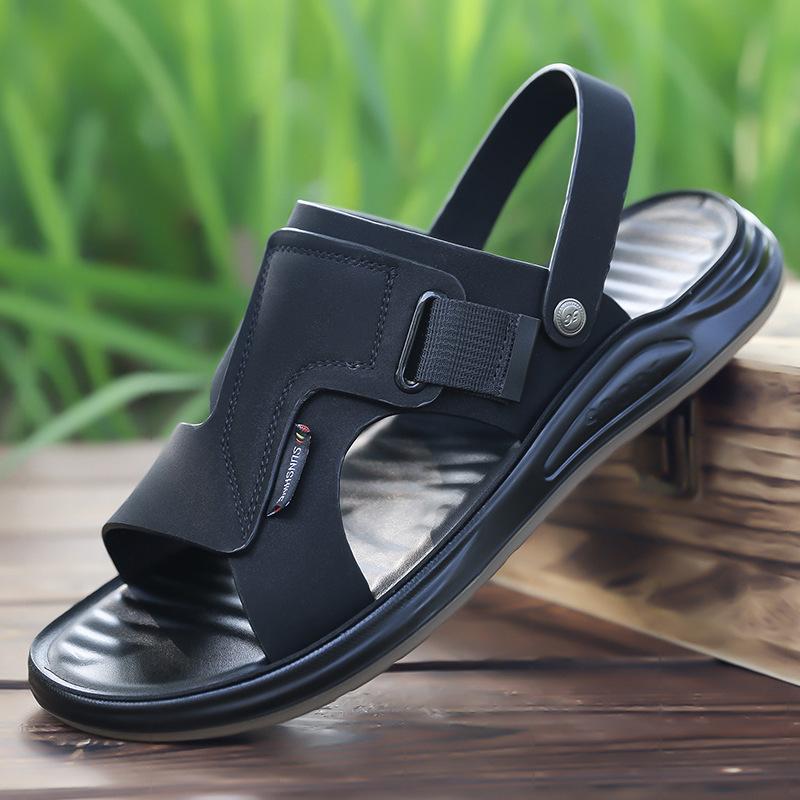 

Мужские сандалии 2025 новые летние мягкие двухцелевые пляжные туфли мужские холодные тапочки 2025 38 чёрный