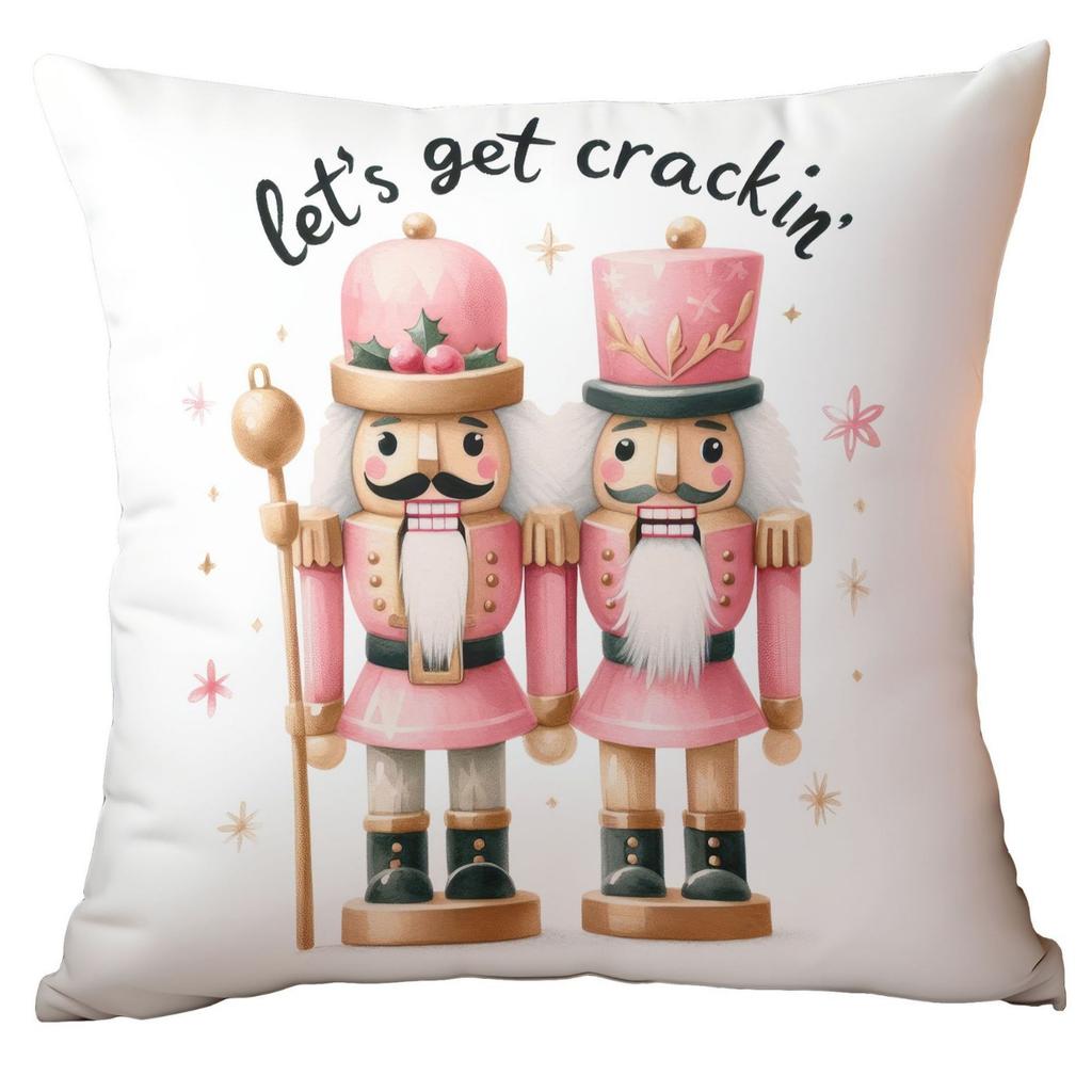 Christmas Pink Snowman Short Plush Pillow Cover Car Printed Sofa Cushion Home Pillow Cover Premium Durable Quality