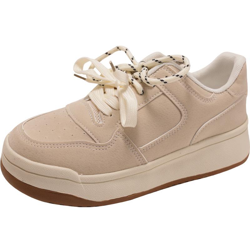 Leichte und atmungsaktive Retro-vielseitige runde Zehenpartie Plateau-Freizeit-Board-Schuhe Damen 2025 neu Frühling und Herbst leichte höhenverlängernde sp