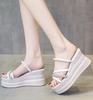 Thick-soled slippers women's high-end outer wear fashion muffin wedge slippers heightening sandals