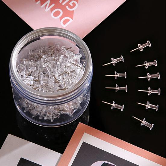 100/200/500Pcs Clear Push Pins Transparent Plastic Head Thumb Tacks Steel Pointed Nails