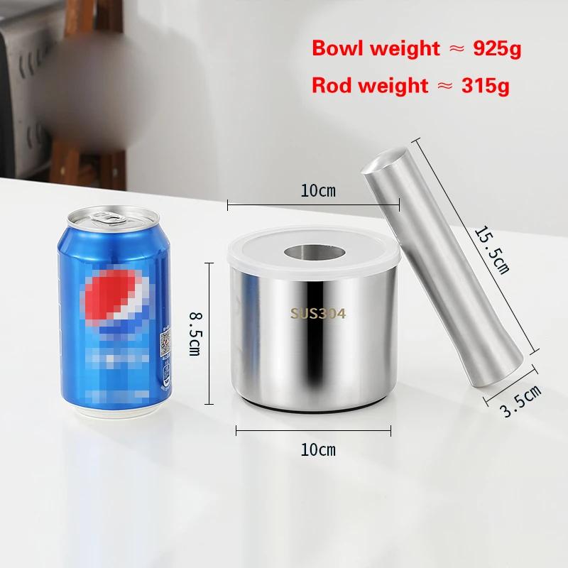 304 Stainless Steel Garlic Masher Stone Mortar Garlic Mortar Mashing Tank Household Tamping Medicine Ramming and Grinding