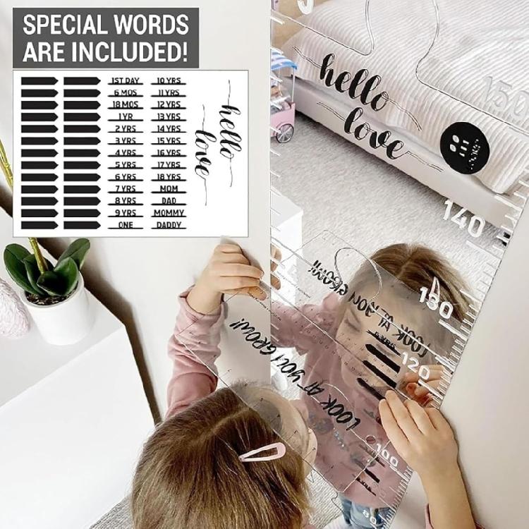 Puzzle Growth Chart Mirror Acrylic Kids Foldable Height Measuring Ruler Sticker for Children Bedroom Nursery Wall Decors