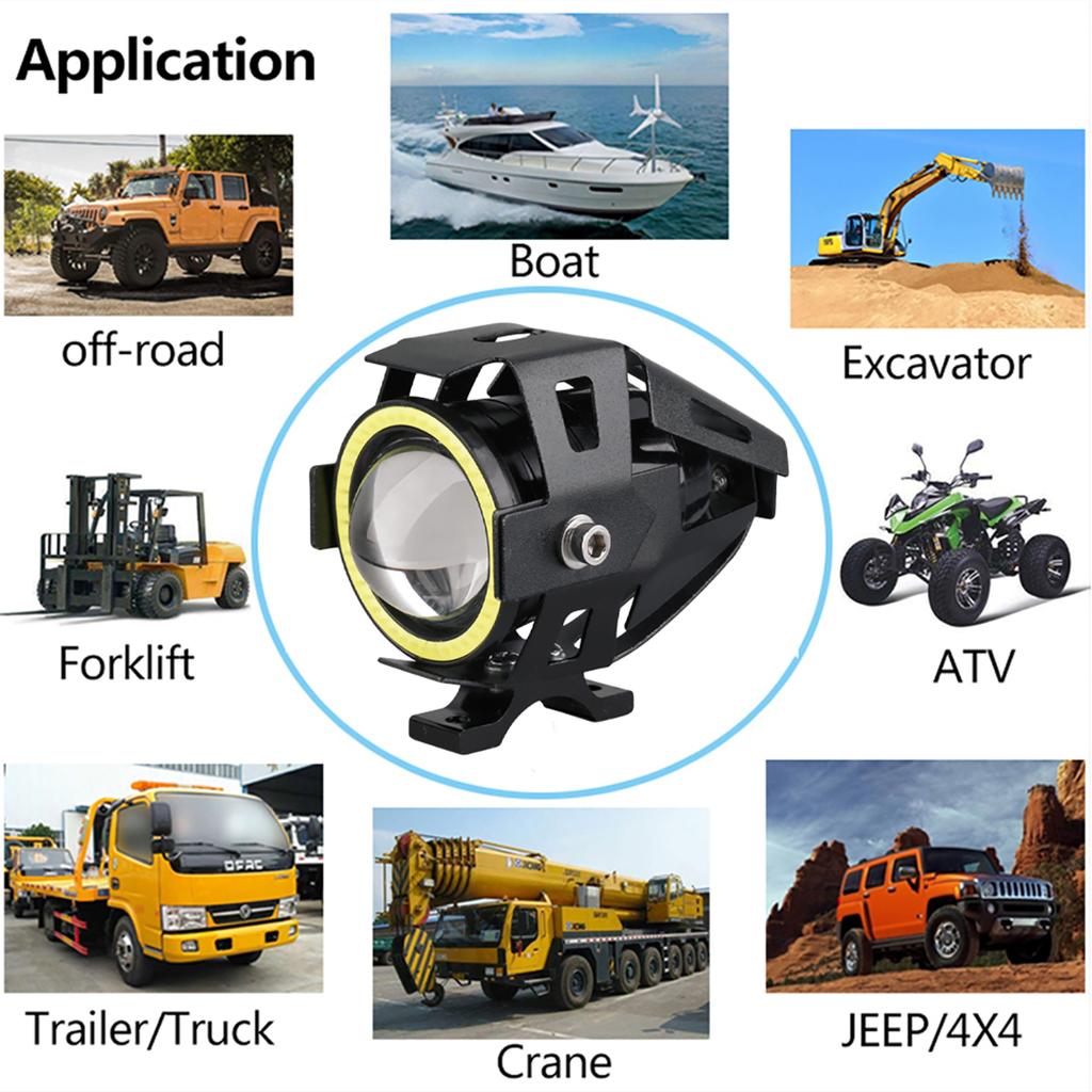 2pcs U7 motorcycle LED Spotlight Mini Headlight Car mini headlamp Fog lamp Work light Pickup truck scooter Additional headlights