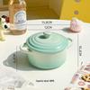 Gradient Color Ceramic Stew Pot with Lid, Double-Ear Design, Egg Steaming Bowl, Double Boiler, Microwave Safe Baking Bowl for Household Use