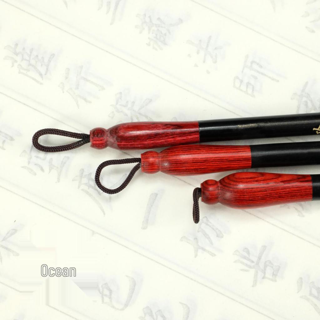 Linglong Combined Bristle Brush Set with Rosewood and Ebony Pen Holder: Large, Medium, Small Sizes