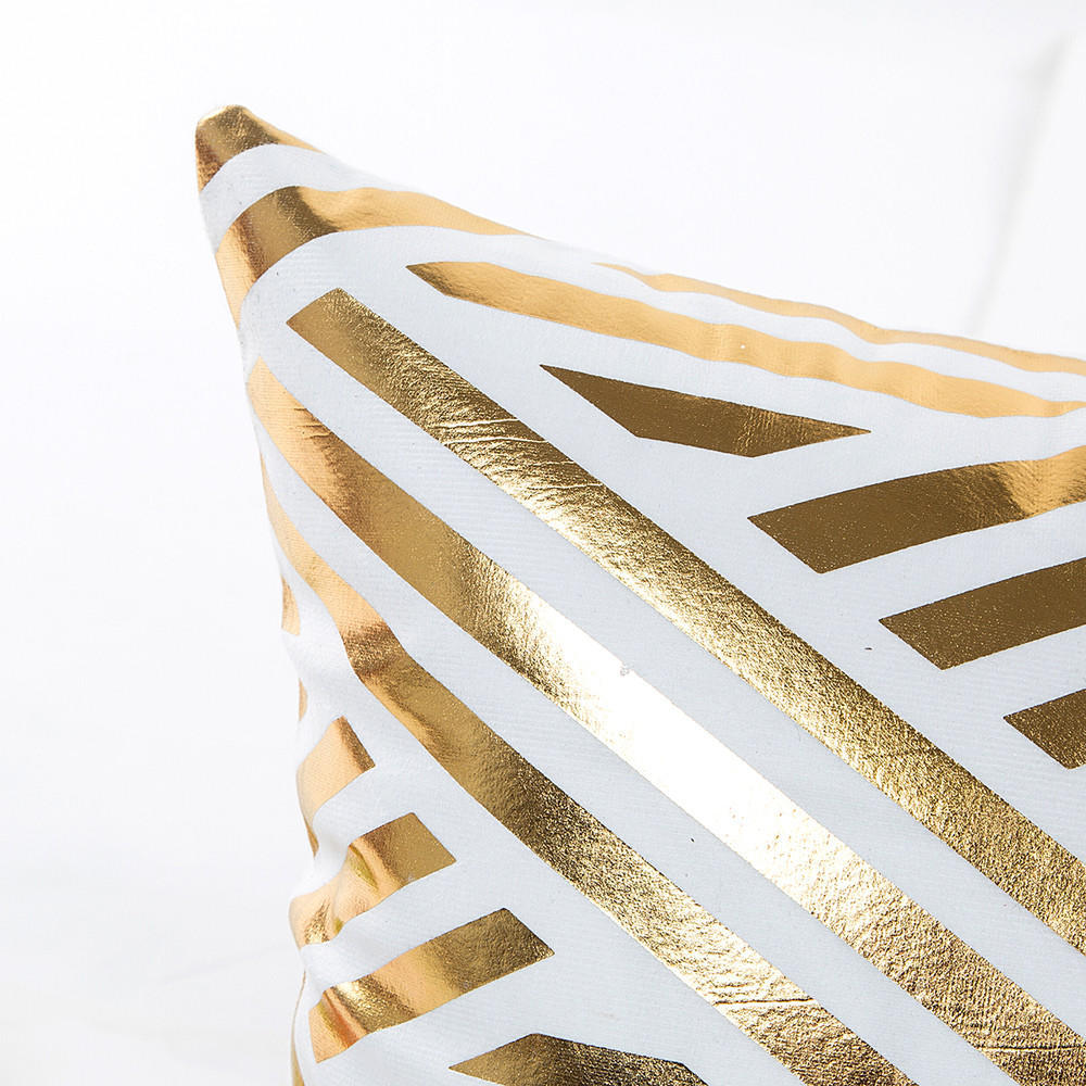 Gold Foil Printing Pillow Case Sofa Waist Throw Cushion Cover Home Decor 