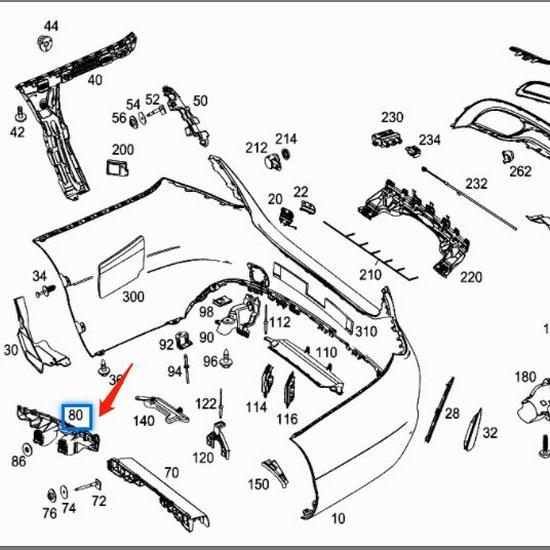 Rear Bumper Small Bracket for Mercedes-Benz W205 (Part: 2058850365, 2058850465)