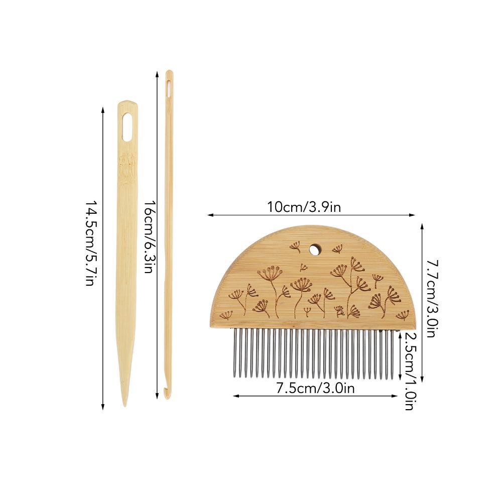 Wooden Weaving Loom Comb Large Eye Needle Hand Looming Accessories For Beginners