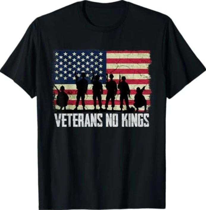 Veterans No Kings Shirt Vintage America Flag Veterans T-Shirt S