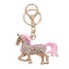 Keychain Pendant Chinese Style Rhinestones Inlaid 3D Chinese Zodiac Horse Design Key Chain Metal Charm Bags Keyring