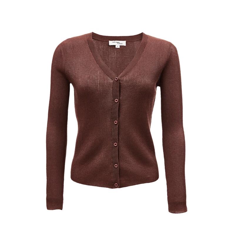 VEROMODA Women's Glossy V-Neck Knit Cardigan