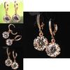 Elegant Fashion Women Rose Gold Plated White Crystal Stone Dangle Drop Earrings For Special Occasions