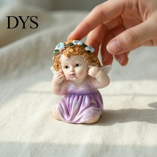 Waterproof Garden Statues Fairy Figurine, Hand-Painted Resin Statue with Wings, Indoor Outdoor Yard Moss Microscape Ornaments Lawn Decor, Landscaping