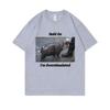 Hold on I'm Overstimulated Baby Hippo Moo Deng Funny Meme Tshirt SummerWomen Casual T-shirt Male Vintage T Shirts