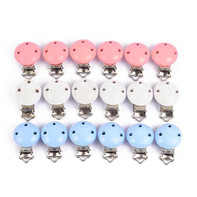 10Pcs 30mm Baby Wooden Pacifier Clips Round Wood Clip for Baby Pacifier Log Nipple Chain Holder Accessories BPA Free