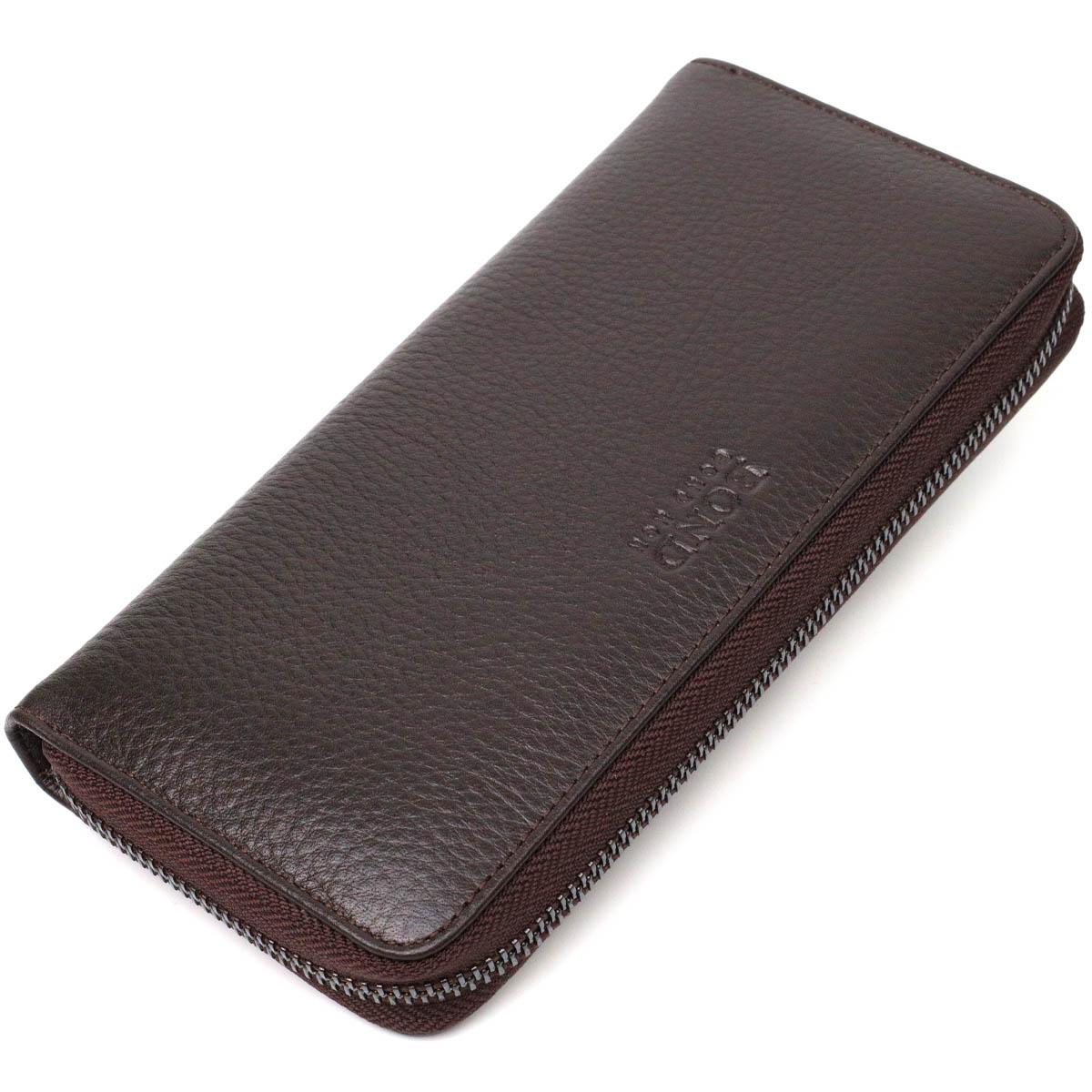 

Convenient women s wallet made of genuine grained leather BOND-WALLET 21981 Brown