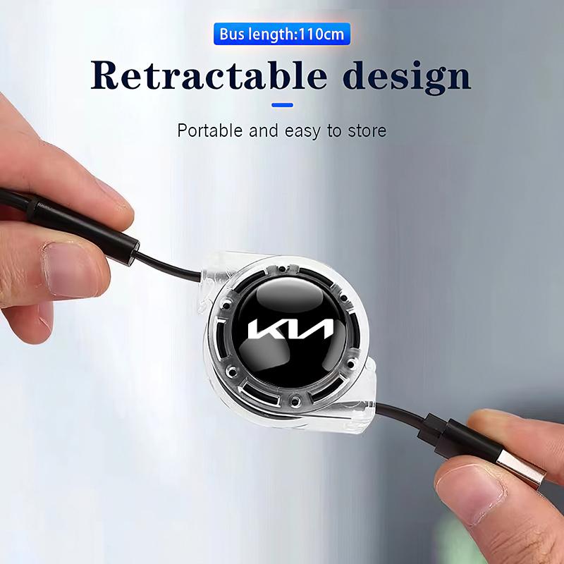 ABCDFH1 3 In 1 Micro USB Type C Charging Cable Multi Charger For KIA K3 Sportage Carnival K5 Seltos Pegas KX1 EV5 Sonet EV6 K4 EV3 Ceed