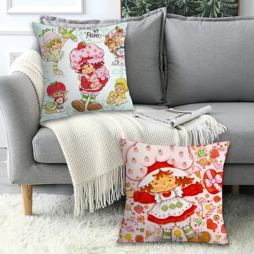 Cute S-Straw B-Berry Girl  Pillow Case Office Cushions Suitable For Sofa Car Bedroom Decorative Cushion Cover