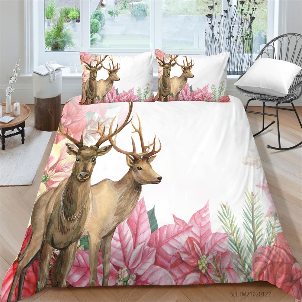 Sada povlaků na přikrývku Sada povlaků na přikrývku Zvířecí styl Sada povlaků na přikrývku z polyesteru Ženy Muži Soupravy postelí pro jeleny jedné velikosti