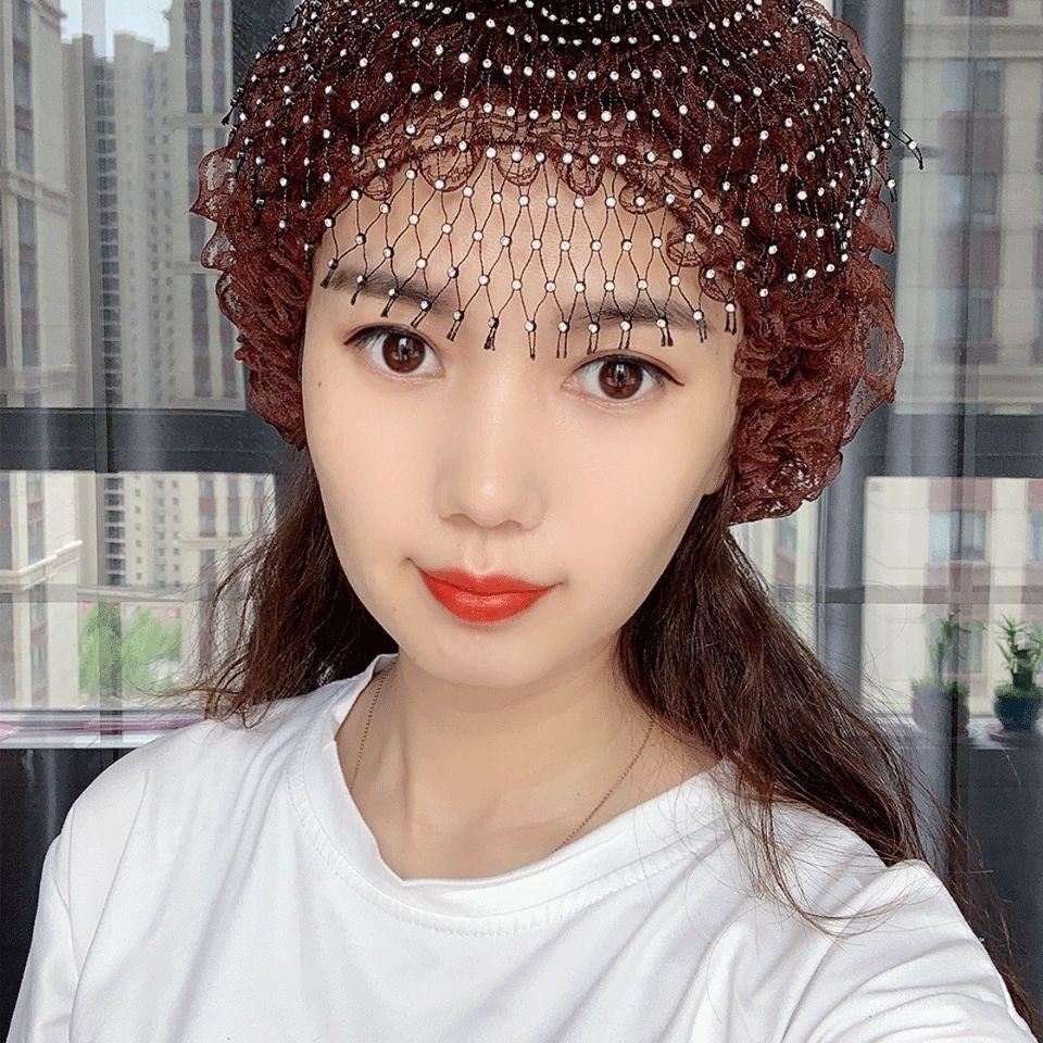 

Кружевной тюрбан с бриллиантами и цветком для мусульманских женщин кофейный