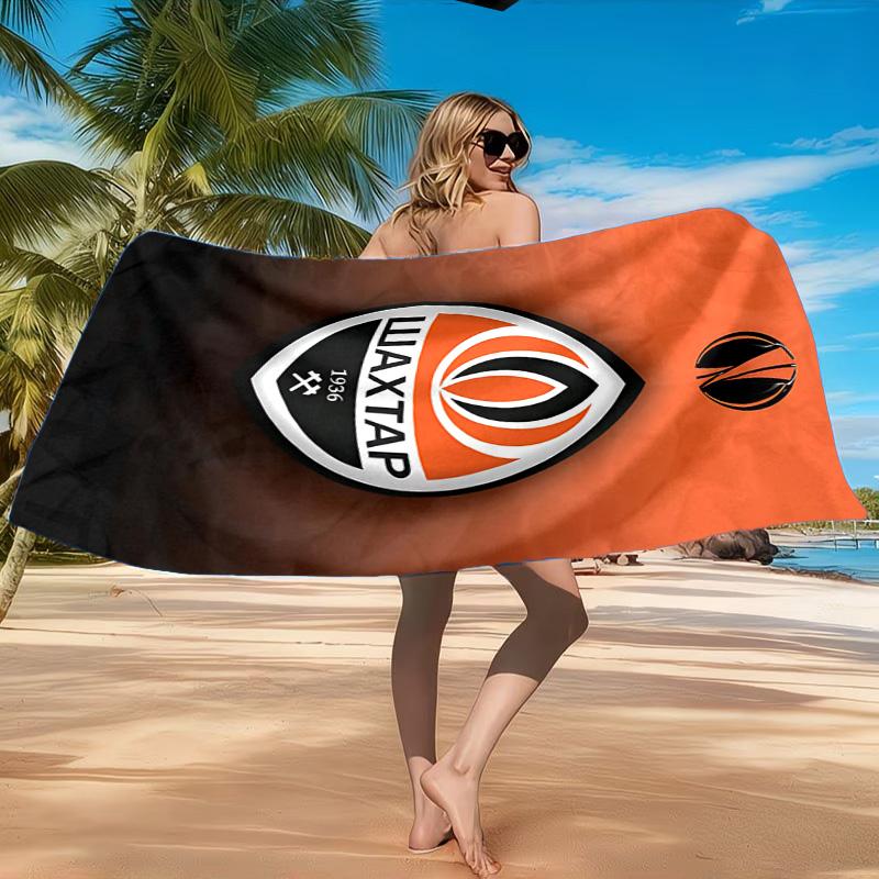 Asciugamano da Spiaggia con Design dello Stemma dello Shakhtar Donetsk, Asciugatura Rapida, Facile da Curare, Adatto Sia per il Fitness che per le Vacanze al Mare, Essenziale per lo Sport