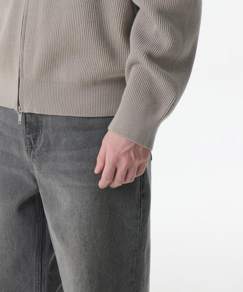 MUSINSA STANDARD Cotton High-Neck Knit Zip-Up [Light Warm Gray]