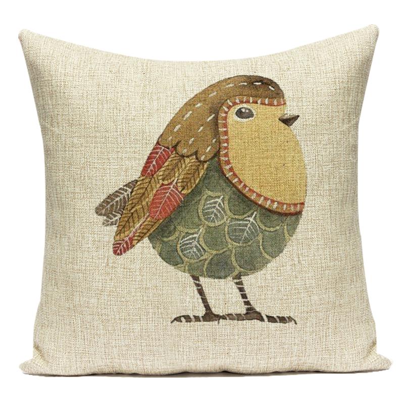Country Style Cushions Cover Bird Feather Throw Pillow Case Home Decorative Sofa Bed Car Polyester Pillow Cover