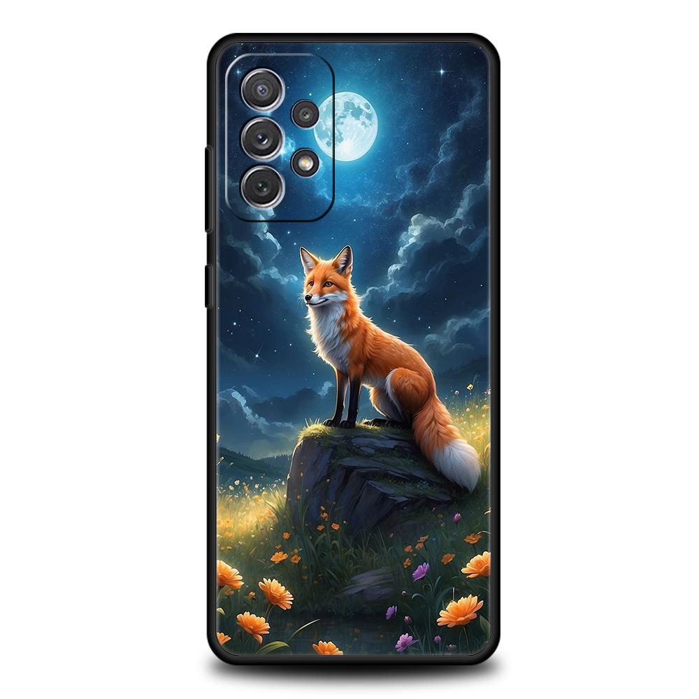 Cute Animal Fox Phone Case for Samsung Galaxy A73 A55 A53 A51 A35 A33 A32 A25 A23 A22 A15 A13 A17 A07 5G Soft TPU Shell Fundas