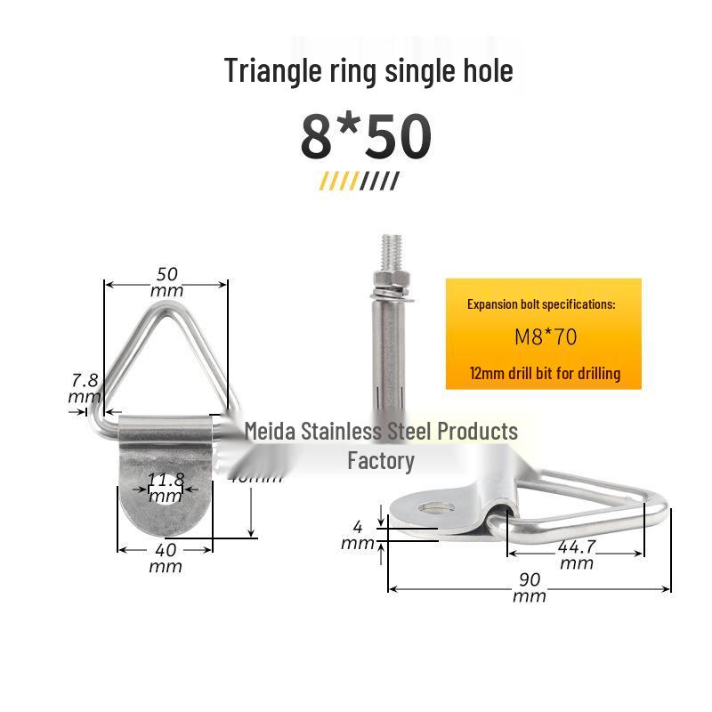 304 Stainless Steel Triangle, D-Ring, and Square Ring Buckle Hook for Truck Trailer Straps