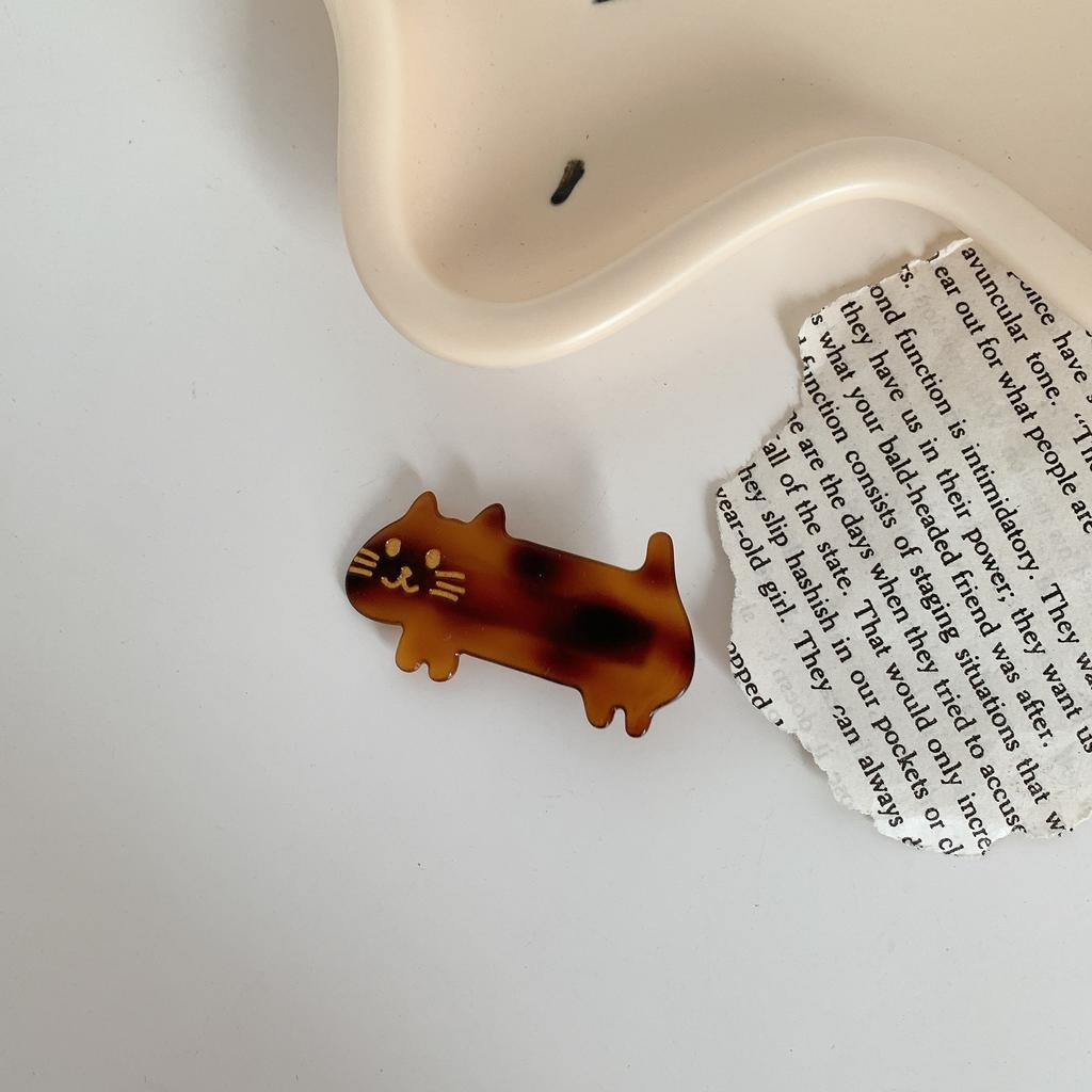 New Hair Clips for Girls Cute Cat Pattern Acetate Hair Clip Women Solid Color Hair Barrettes Hair Accessories Hairclip Gift