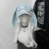 Rivet Buckle Long Rabbit Ears Beret Solid Color Chic Octagonal Hat Gothic Punk Hat  for Girls