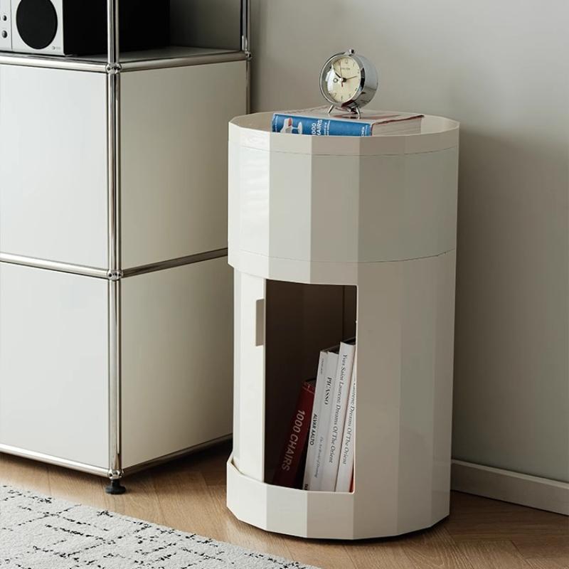 Modern Minimalist Multi-Function Bedside Cabinet, Vintage Mobile Side Table, Large Capacity Storage Box, Snack Organizer