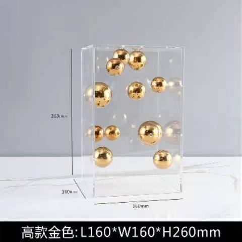 European-style Square Acrylic Cover Ball Ornaments Living Room Porch TV Cabinet Model Room Home High-end Decorations Modern