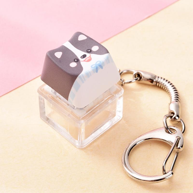 Cute Cat Dog Pendant Stress-Relief Fidget Keychain Mechanical Keyboard Keychain Dog-Themed Clicker Fidget For Backpack Study