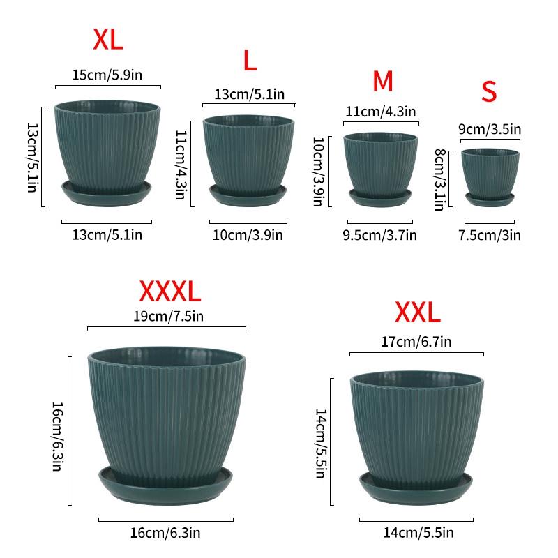 Plastic Indoor Planter Flower Pots Round Planters Succulents Plant Pot with Tray Office Desktop Decoration Home Outdoor Potted