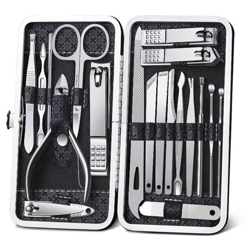 8/19Pcs Home Nail Clipper Set Large Dead Skin Pliers Diagonal Small Eyebrow Clipper With Leather Sleeve For Personal Grooming
