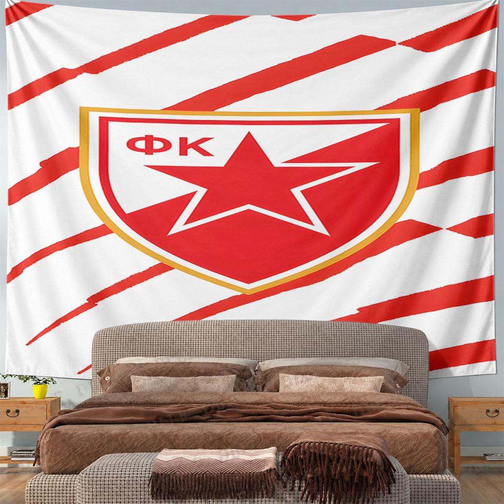 Red Star Emblem with Stripes Pattern Wall Hanging Tapestry Decorative Tapestry Home Decor for Bedroom and Living Room