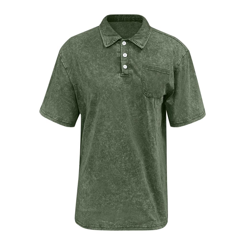 Men's Summer Color Button Short Sleeve Loose Shirt Men's Casual Fashion Tops