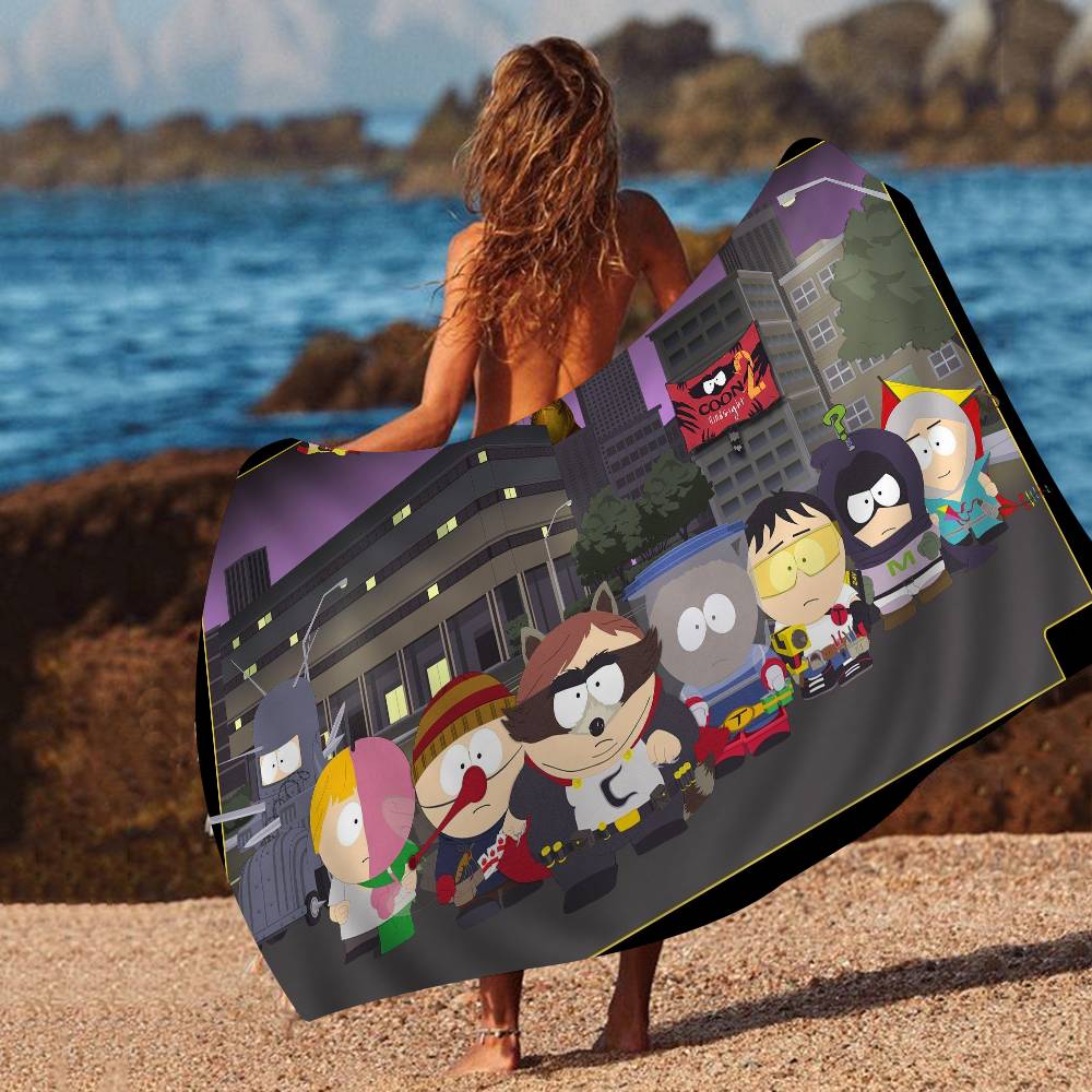Classic animation S-South Cartoon Park Microfiber Blanket Quick Drying Beach Towels Oversized Printing Super Absorbent Pool