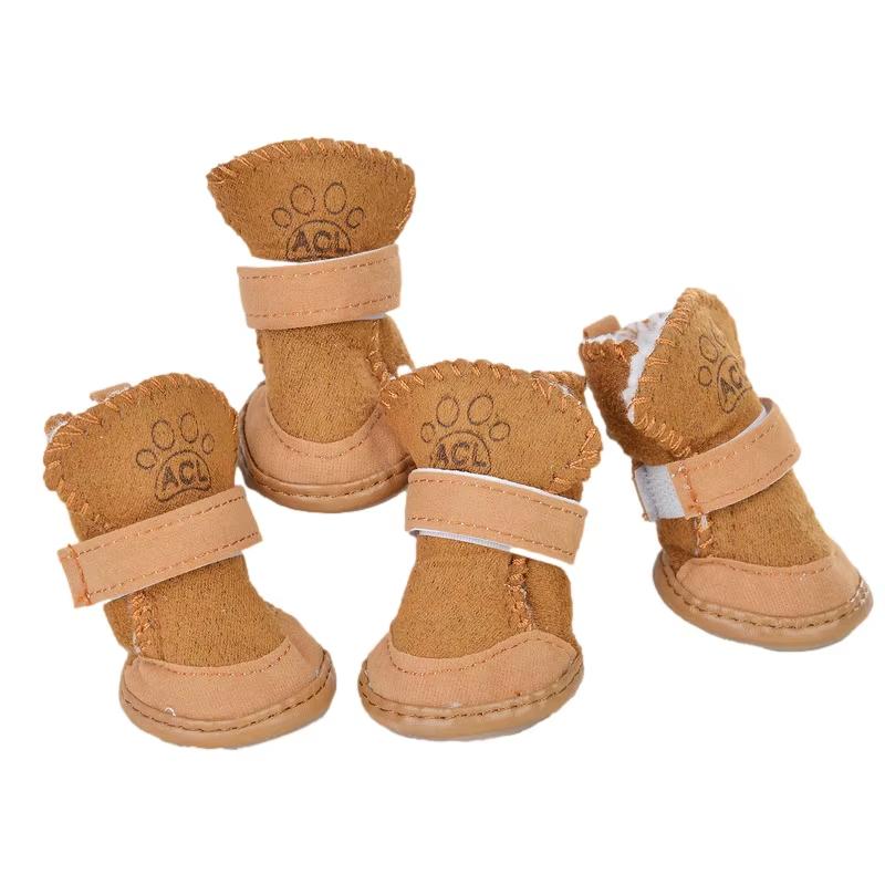 4pcs/set Dog Shoes Winter Warm Dog Rain Snow Boots for Small Medium Dogs Non-Slip Thicken Puppy Walking Sneakers Pet Supplies