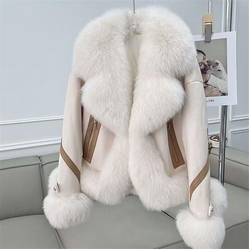 New Imitation Fox Fur Coat Women Autumn Winter Fashion Short Add Cotton Thick Warm Suede Overcoat Female Slim Outwear