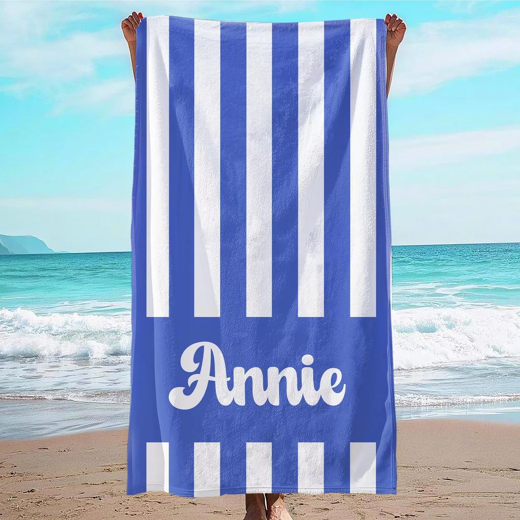 Personalized Striped Beach Towel Microfiber Towel Thin Quick Dry Absorbent for Beach Swimming Yoga Bath Sports