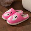 Halloween Women's Slippers Winter Pink Ghost Indoor Cartoon Comfort Home Bedroom Soft Causal Flat Plush Shoes for Gift