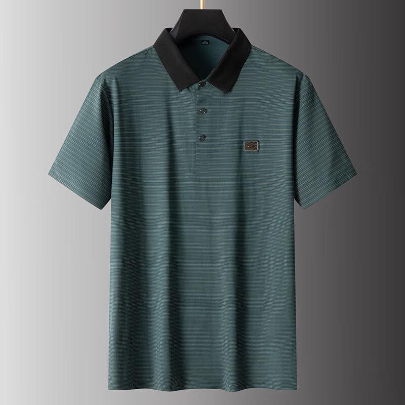 Мужская летняя полосатая футболка-поло из ледяного шелка DBNZ 190