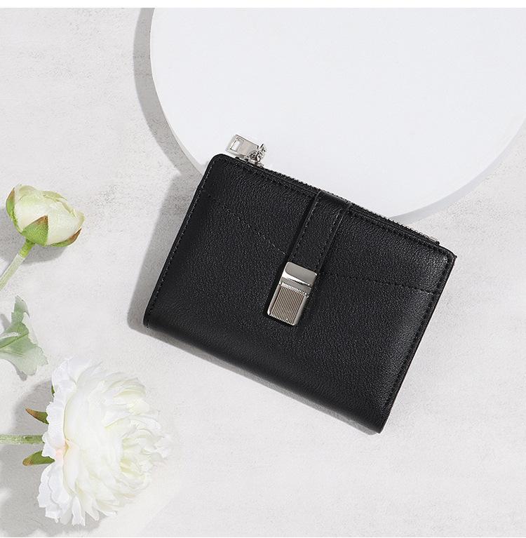 

Дизайн новый Xia Xiaoxiao свежий демагнетизирующий противоугонный складной кошелек для мелочи сумка для студенческого билета короткий кошелек женский нишевый чёрный