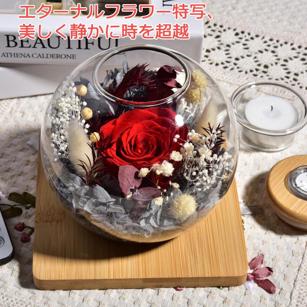 2026 Mother's Day Preserved Roses in a Glass Dome - 60th Birthday Gift for Women - 2-Way Candle Holder with LED Light - Everlasting Flowers - Retireme