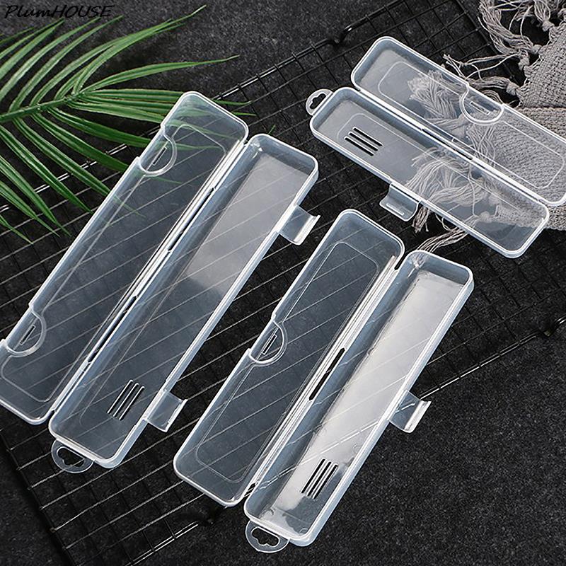 1pc Portable Makeup Brush Organizer Eyebrow Pencil Tableware Chopsticks Transparent With Cover Storage Box Kitchen Accessories